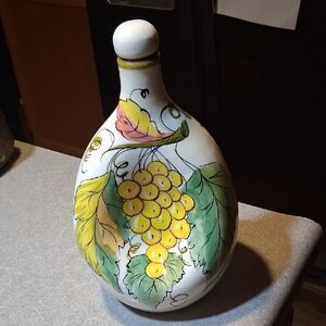 Hand-Painted Ceramic Decanter Made By Ram Italy